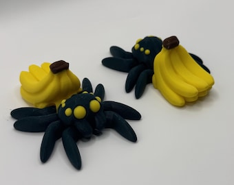 Aranha-banana articulada - Aranha-banana de fruta flexível - Presente antiestresse impresso em 3D e articulável