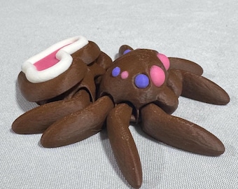 Aranha de Biscoito em Formato de Coração Articulada - Aranha de Biscoito em Formato de Coração Flexível - Presente Anti-Stress Impresso em 3D e Articulado
