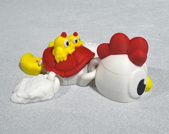 Tartaruga-galinha articulada - Tartaruga-galinha flexível - Presente de animal impresso em 3D com poses