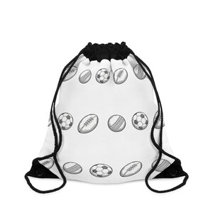 Drawstring Boot bag, Football, Rugby, Cricket Repeat ball sketch design
