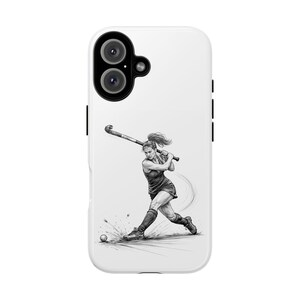 Phone Case, Hockey, Female Player "Tomahawk" shot design, Tough Case