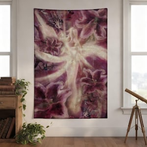 Abstract Energy Tapestry, Mystic Smoke Wall Hanging, Spiritual Art Decor, Aesthetic Bedroom Wall Cloth, Modern Abstract Decor
