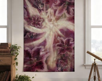 Abstract Energy Tapestry, Mystic Smoke Wall Hanging, Spiritual Art Decor, Aesthetic Bedroom Wall Cloth, Modern Abstract Decor