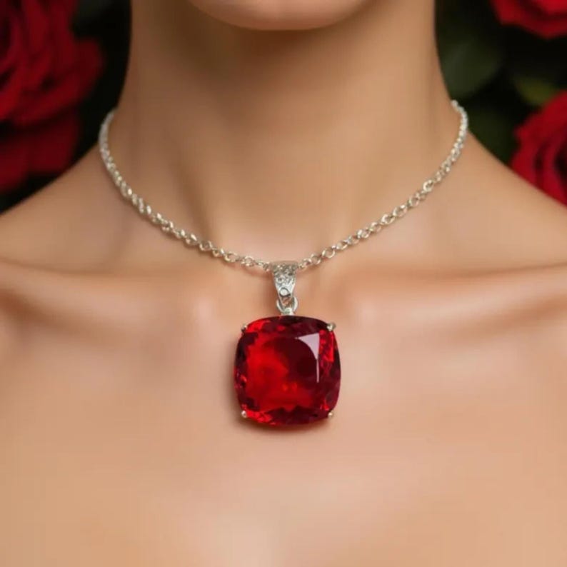 Cushion shaped ruby pendant luxury jewelry