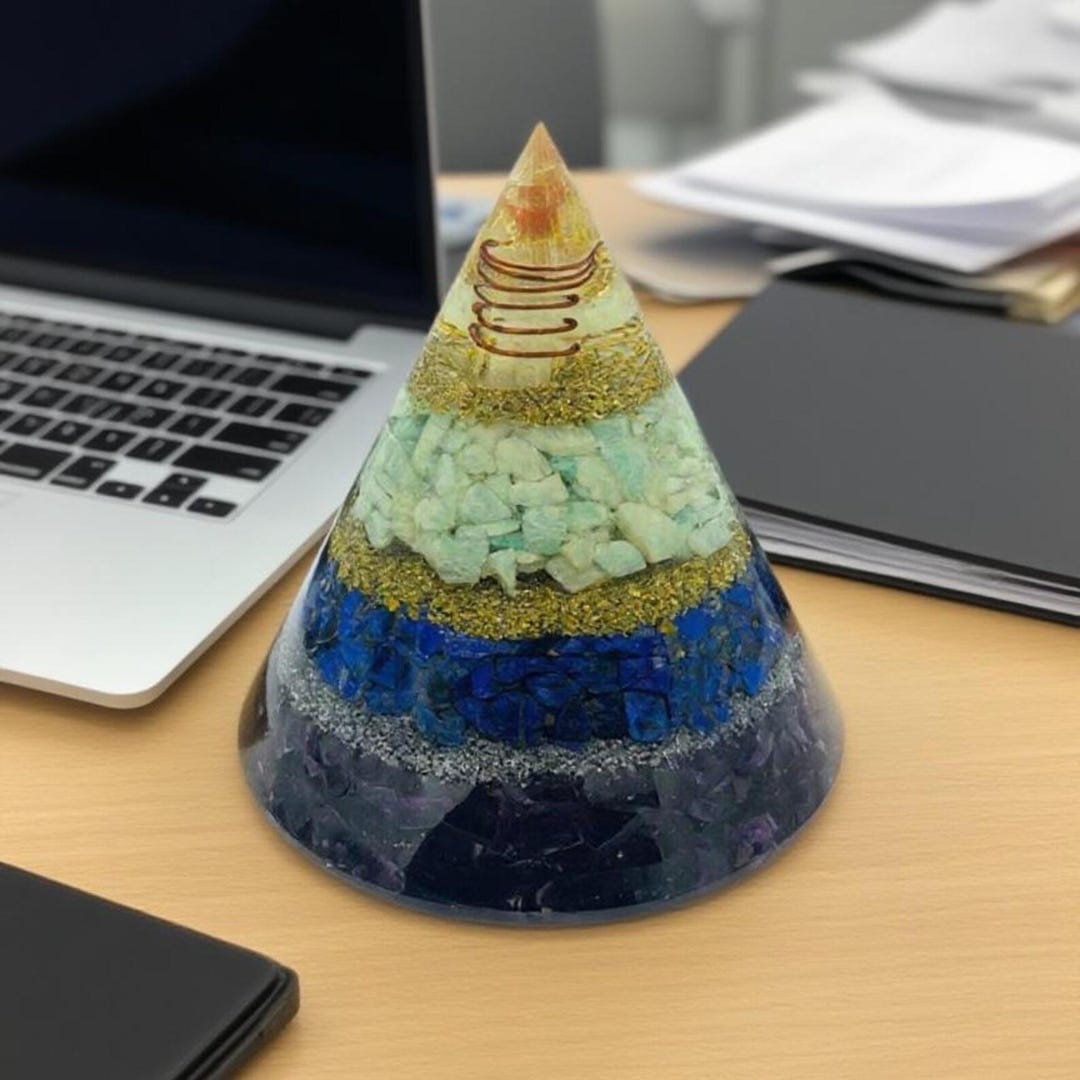 Buy Handmade Amazonite Orgonite Cone, Amethyst Energy Shield, Reiki ...