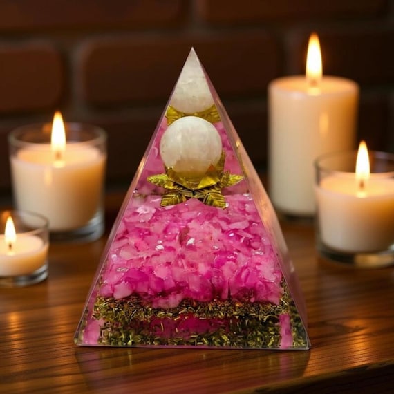 Natural Rose Quartz Orgone Energy Pyramid, Reiki Infused Love Stone, Heart Chakra Balance, Metaphysical Mother's Day Gift