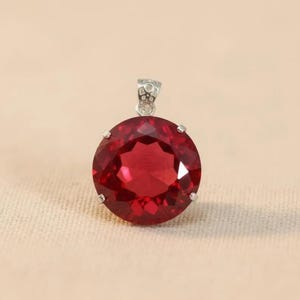 Large red ruby pendant necklace handmade