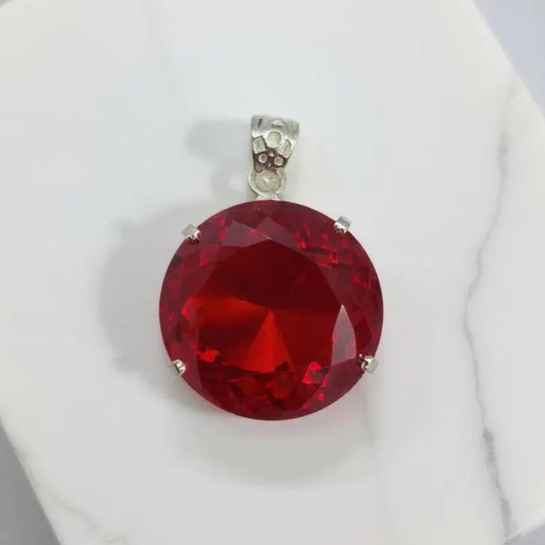 Red ruby pendant jewelry close up