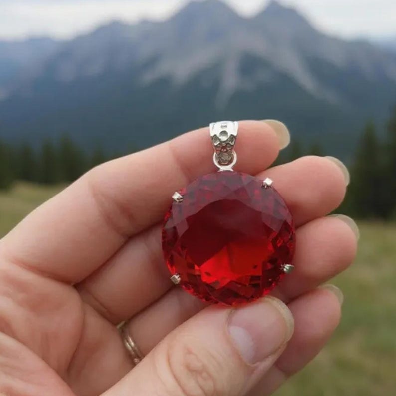 Ruby round gemstone statement pendant