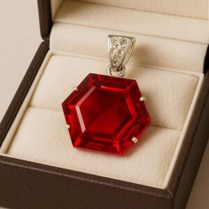 Statement ruby hexagon pendant gift