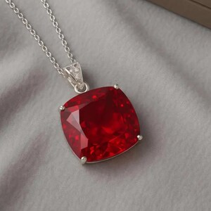 Statement ruby cushion pendant gift