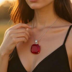 Ruby gemstone handmade cushion pendant jewelry