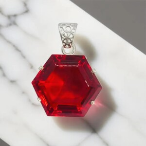 Ruby hexagon gemstone statement pendant