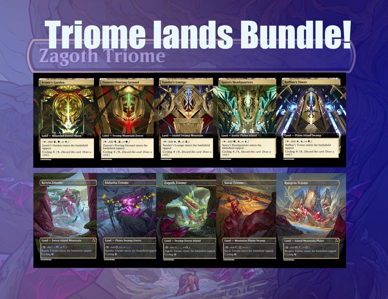 Magic The Gathering Proxy Set – EDH Lands Bundle Triome Lands Bundle