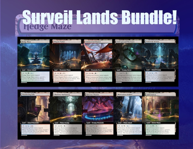 Magic The Gathering Proxy Set – EDH Lands Bundle Surveil Lands Bundle