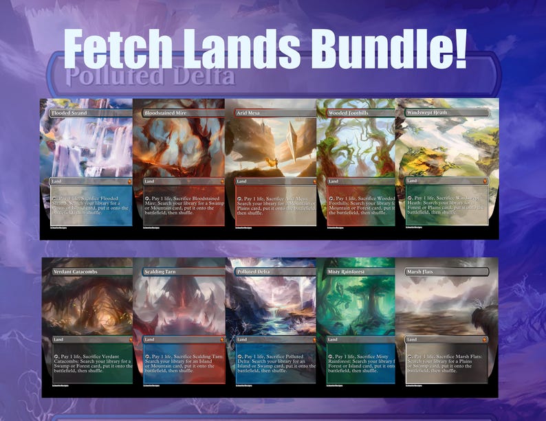 Magic The Gathering Proxy Set – EDH Lands Bundle Fetch Lands Bundle