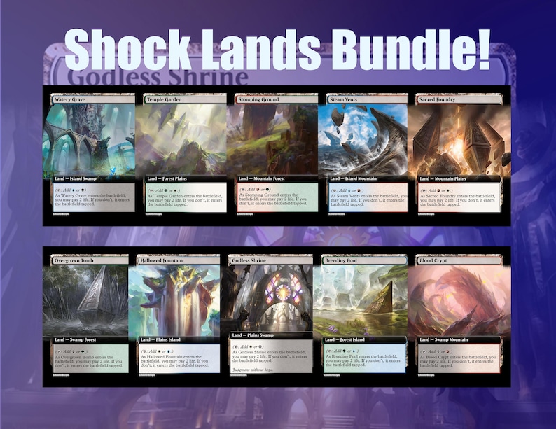 Magic The Gathering Proxy Set – EDH Lands Bundle Shock Lands Bundle