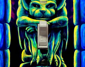 Gargoyle Light Switch Cover: Trippy Goth UV Blacklight Reactive