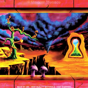 Vintage 1990's Blacklight Poster for UV Stoner Cool Trippy