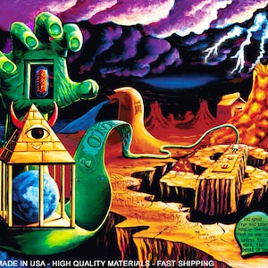 Vintage blacklight poster UV black light cool trippy hippie room decor, psychedelic retro hippy surreal art painting by Vincent Monaco