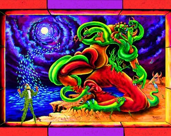Blacklight Tapestry: UV Glow Psychedelic Surreal Art by Vincent Monaco