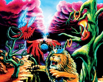 Blacklight Lion Tapestry: 1990's Psychedelic Surreal Art