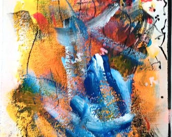 Abstract OOAK original acrylic painting on canvas framed by Vincent Monaco