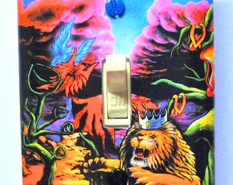 UV Blacklight Light Switch Cover: Trippy Surreal Lion Art
