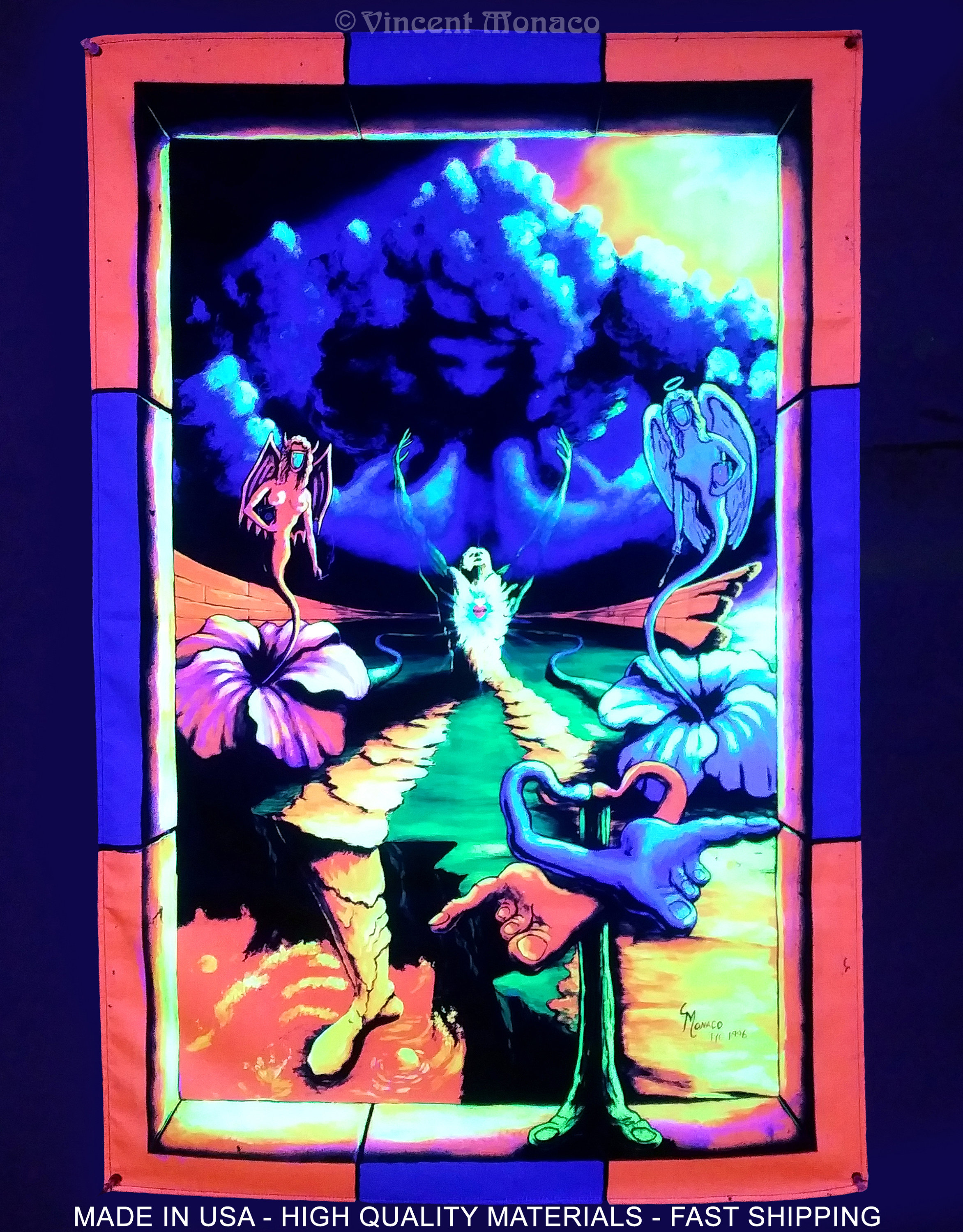 Blacklight Tapestry: Vintage 90s Psychedelic Surreal Art - Etsy