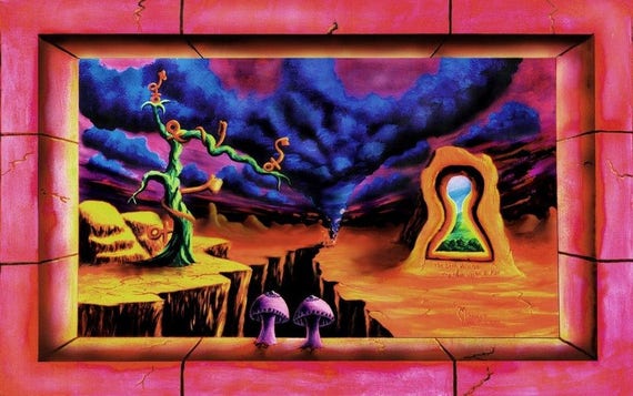 Trippy Blacklight Uv Poster Psychedelic Surreal Art The Door Etsy