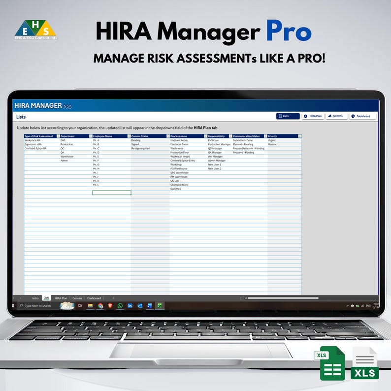 Risk Assessment Manager Excel & Google Sheet Including Dashboard - Etsy