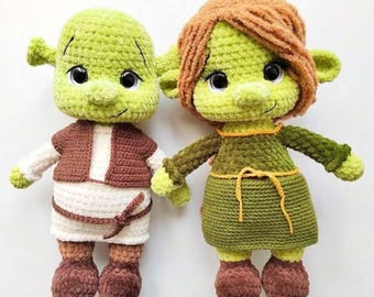Shrek & Fiona Amigurumi Crochet Pattern PDF, Ogre Couple Doll, Fairy Tale Crochet Toy, Plush Doll Tutorial, Instant Download