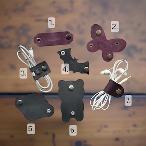 Handmade to Order Leather Cable Organiser - Cable Tie - Cord Wrap - Charger Cable Holder - Headphone Cable Keeper - Personalisation Optional