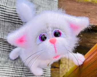 Cat (Made to Order) – OOAK Handmade Fluffy Cat Sculpture | Custom Colors Available