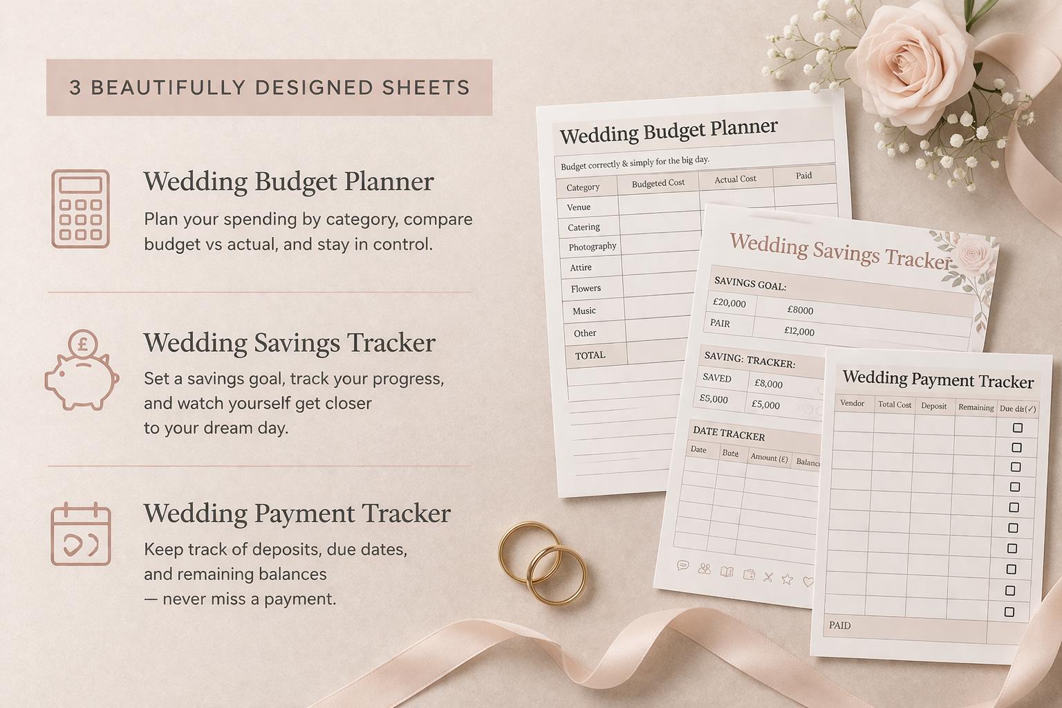 Wedding Budget Planner Printable | Wedding Savings Tracker | Bridal ...