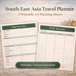 South East Asia Travel Planner (printable) | Thailand, Bali, Vietnam ...