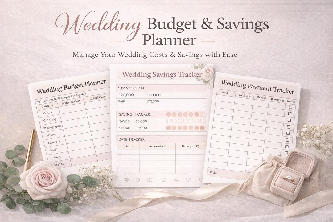 Wedding Budget Planner Printable | Wedding Savings Tracker | Bridal ...