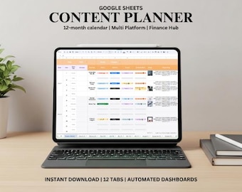 Content Planner Spreadsheet: Monthly Calendar, Social Media Tracker (Google Sheets, Excel)