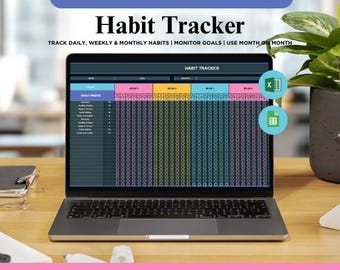 Habit Tracker Spreadsheet | Daily, Weekly, Monthly Goals (Excel, Google Sheets)