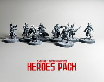 Miniature Models for D&D, Dungeons and Dragons Zenithal primed Warlocks, Barbarians, Artificers, Clerics, Fighters, Druids, Wizard minis etc