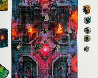 Dungeons and Dragons Campaign Aluminium Terrain Board Forgotten Realms Locations, Ancient Temple TTRPG Dungeon Tiles