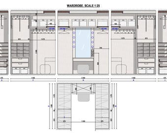 Anpassbarer Garderoben Plan | Technische Zeichnung PDF & DWG (Instant Download)