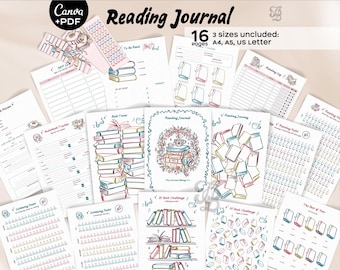 Book Reading Journal 2026, Editable Canva Book Tracker, Reading Log & Planner, Book Series Tracker, Audiobook Log, Printable, Digital