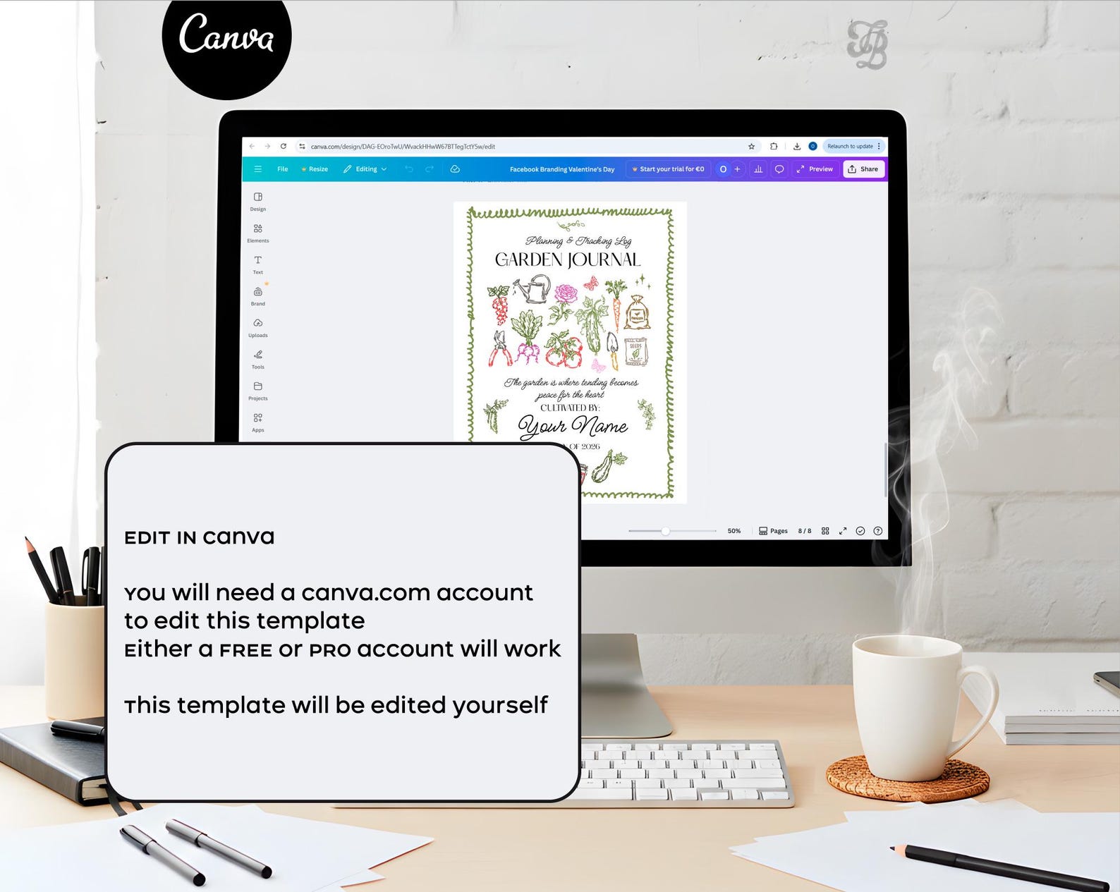 Garden Journal Printable & Editable Canva Template, Garden Planner 2026 ...