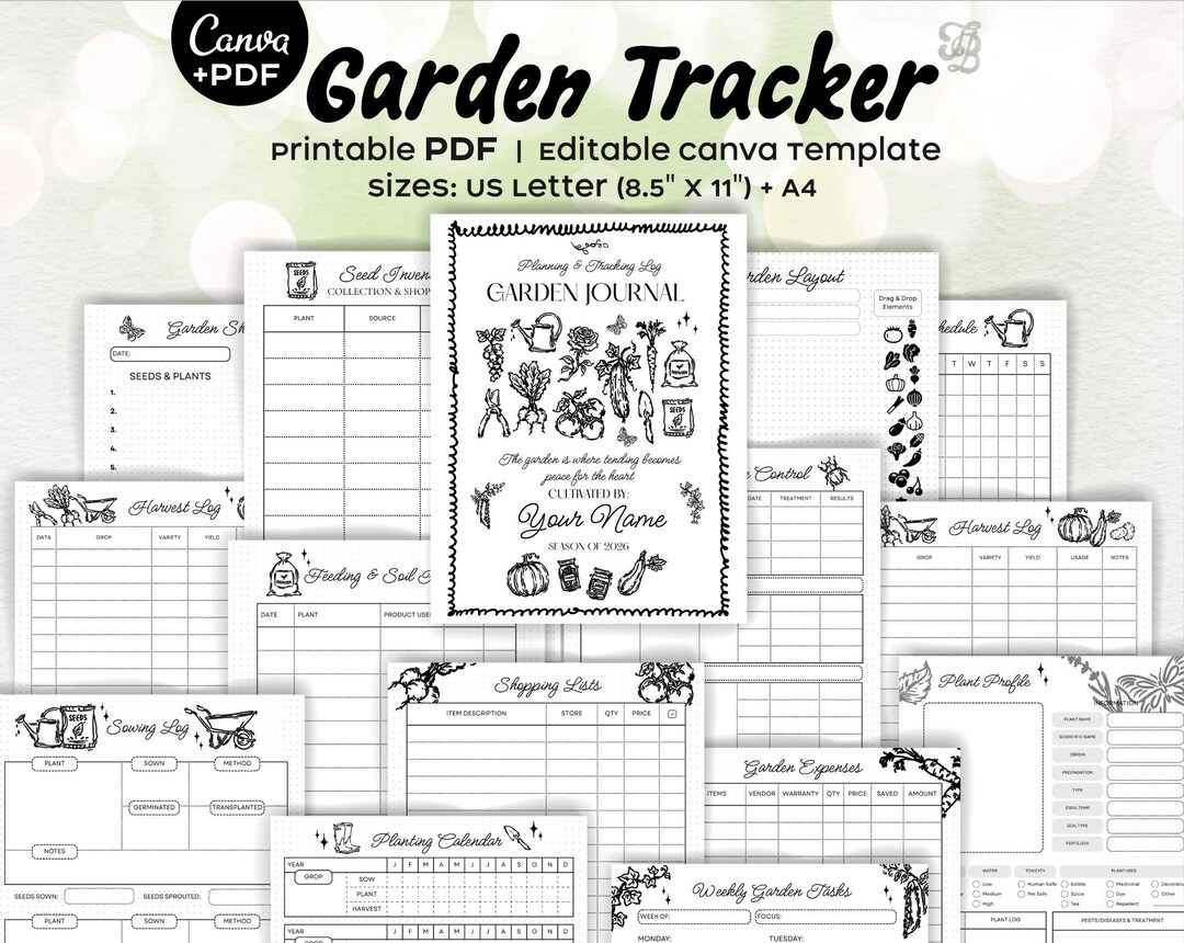 Garden Journal #2 Printable & Editable Canva Template, Garden Planner ...