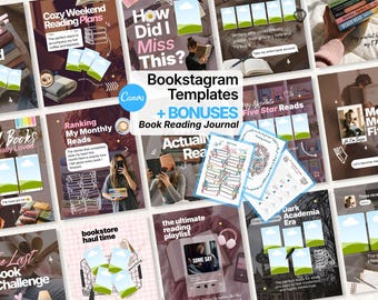 Bookstagram Canva Templates, Booktok Instagram Post, Cozy Bookish Social Media Content for Book Lovers, Author Marketing, Book Influencer