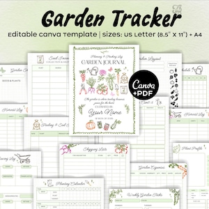 Garden Journal Printable & Editable Canva Template, Garden Planner 2026, Seed Inventory, Planting Calendar, Harvest Log