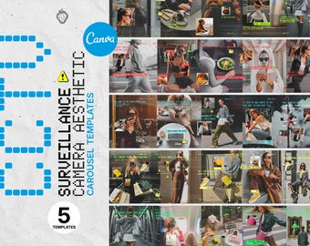 5 Seamless Surveillance Aesthetic Storytelling Carousel Templates, Viral Instagram Templates for Content Creators