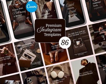 Brown Instagram Templates Bundle, Coach Content System (86 Templates)