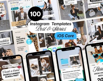 iOS Core Instagram Templates, Scrapbook Content Creator Kit, Story & Post Templates, Digital Download